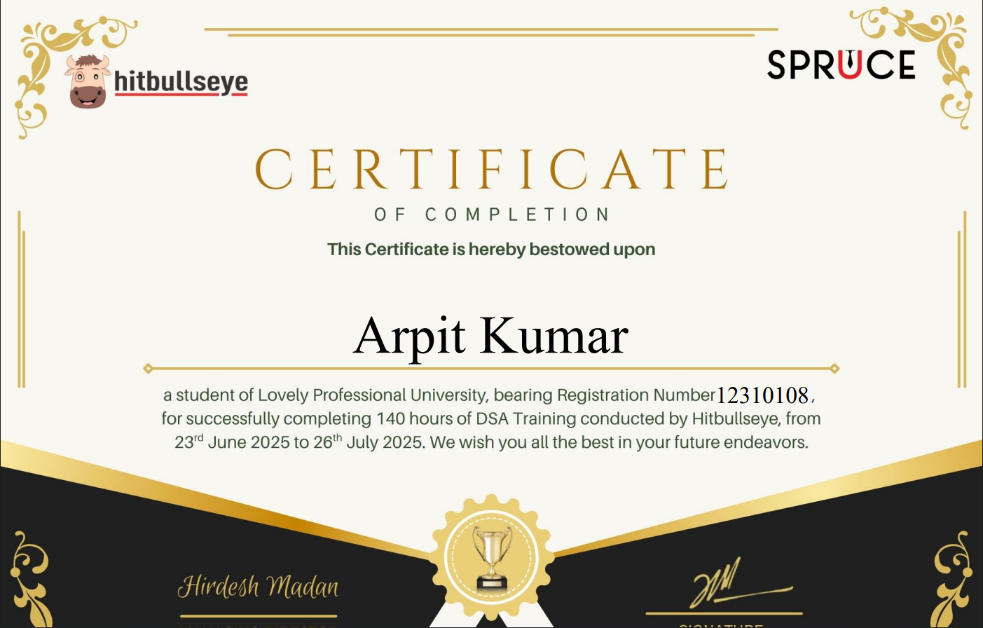 HitBullseye Certificate