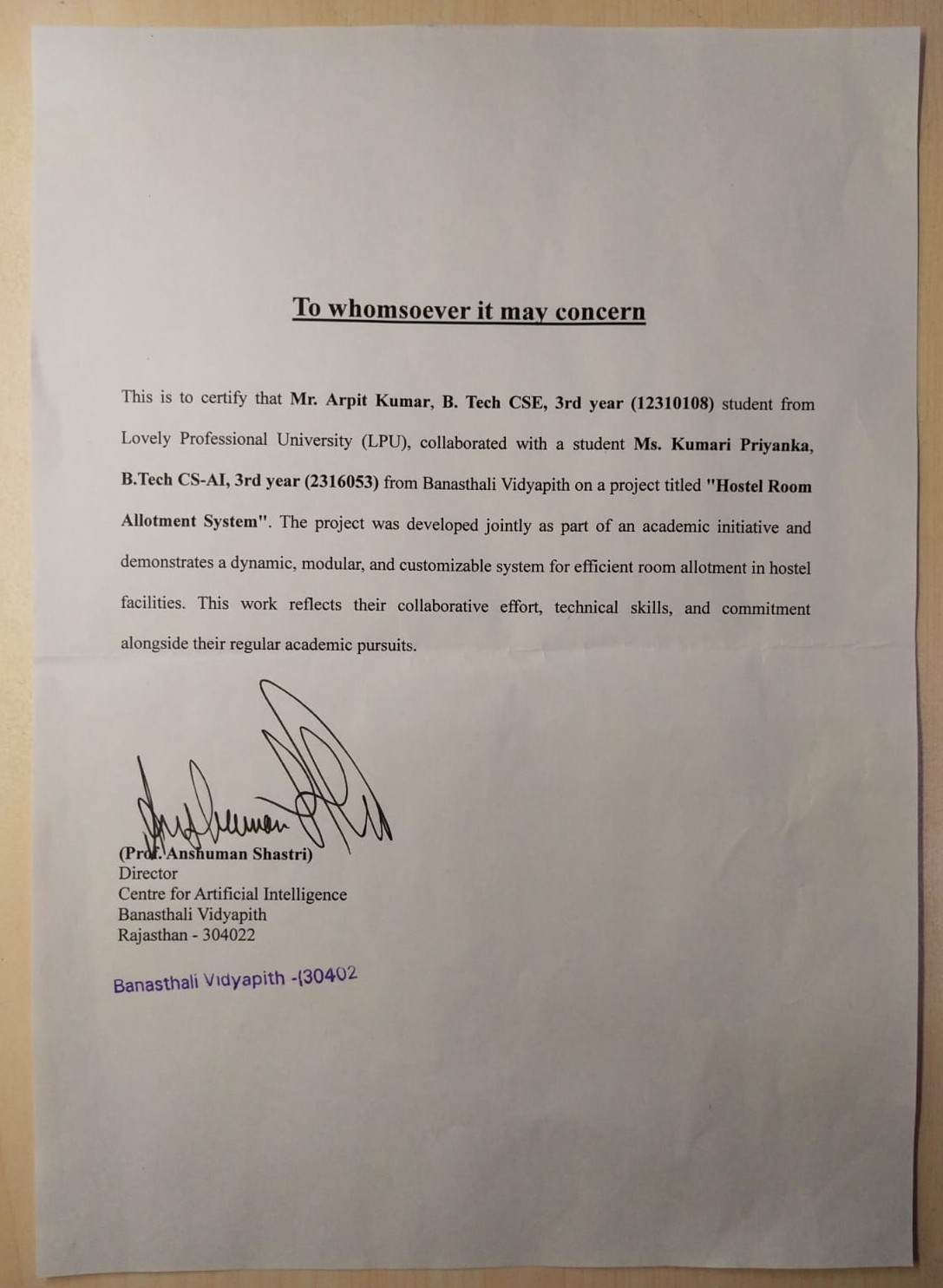 Collab Letter
